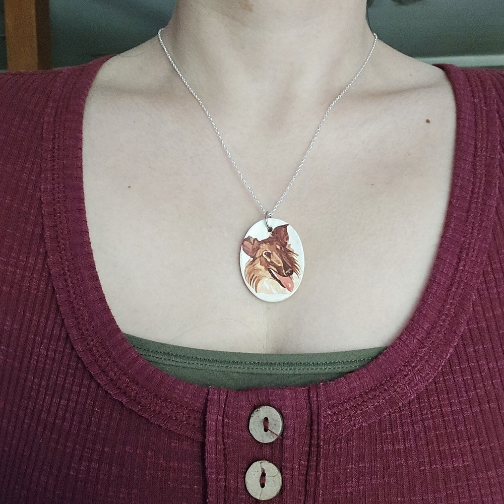 Vintage Collie Dog Necklace